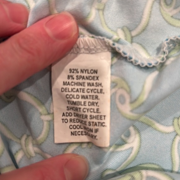 Barbara Gerwit Blue and Green Print 3/4 Sleeve Dress Size Small - Picture 7 of 7